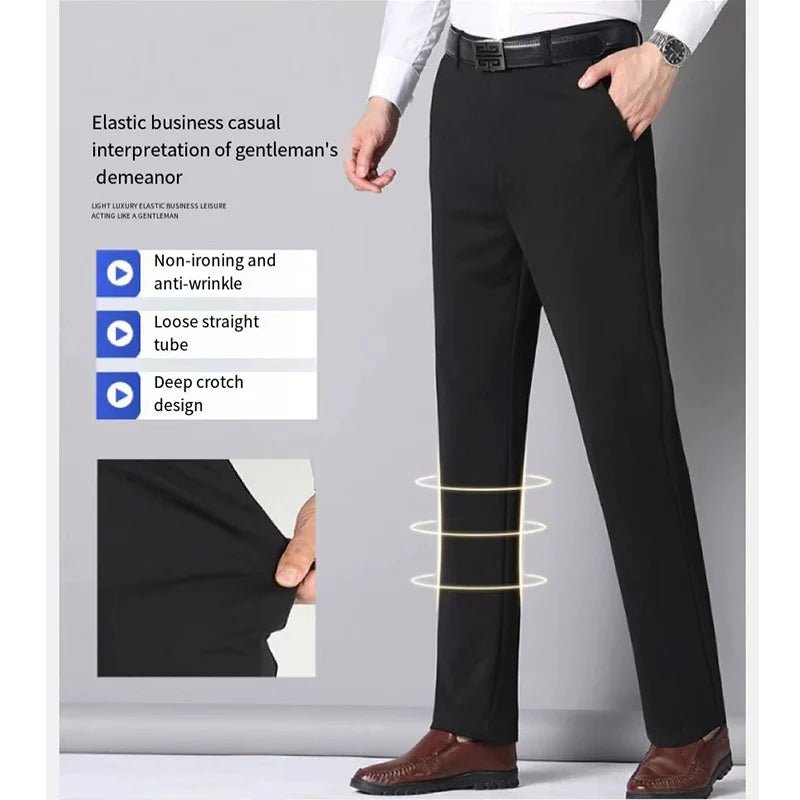 Men's Smart Casual Dress Pants – Elastic Waist Suit Trousers, Straight Fit | Sizes 29–42 - G - Catoure Men's Smart Casual Dress Pants – Elastic Waist Suit Trousers, Straight Fit | Sizes 29–42 Men's Bottoms
