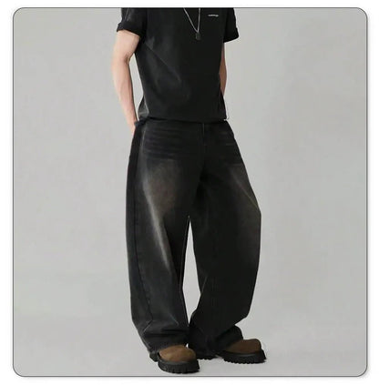 Men's Wide - Leg Baggy Jeans – Korean Streetwear, Loose Straight Fit | XS–XXL - G - Catoure Men's Wide - Leg Baggy Jeans – Korean Streetwear, Loose Straight Fit | XS–XXL Men's Bottoms