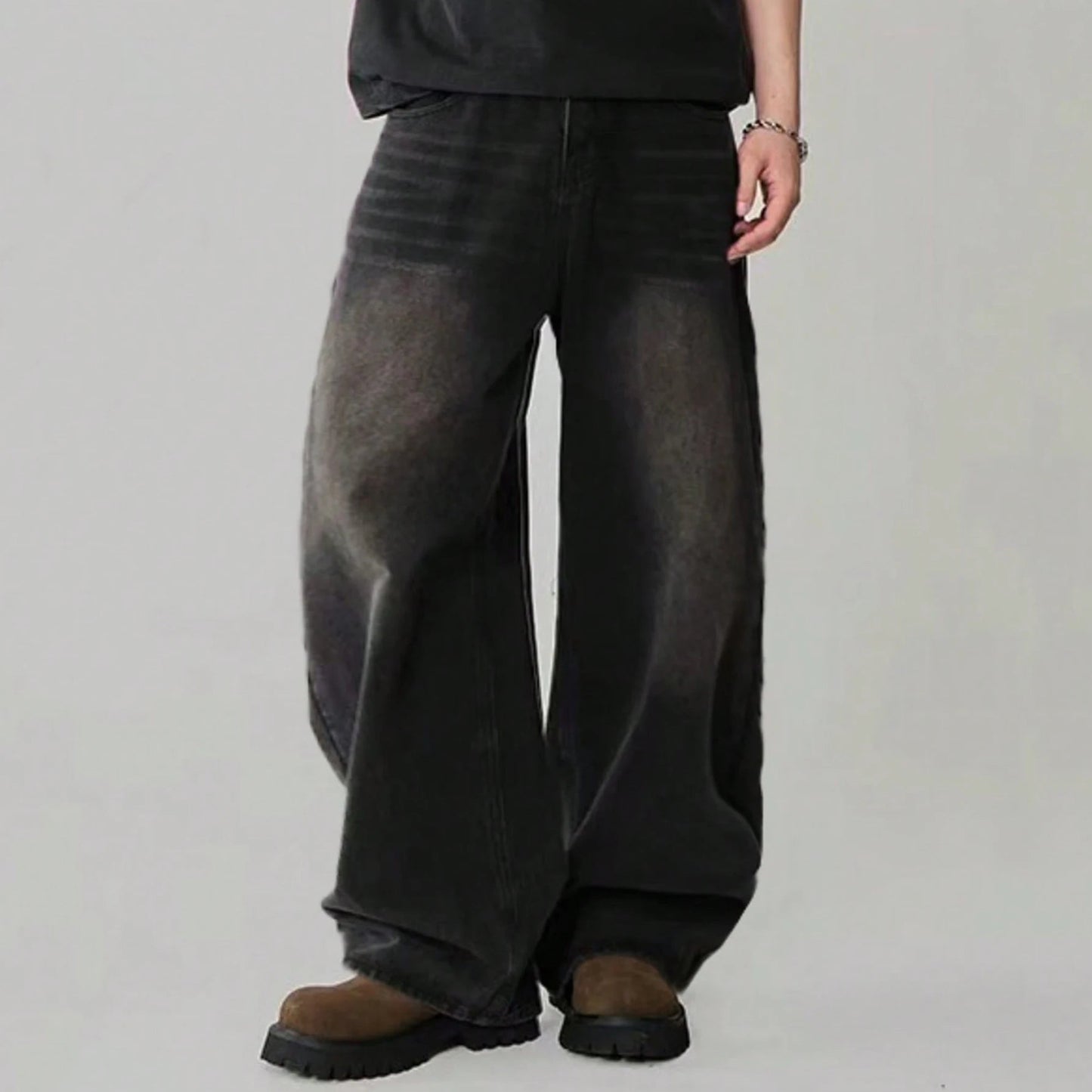 Men's Wide - Leg Baggy Jeans – Korean Streetwear, Loose Straight Fit | XS–XXL - G - Catoure Men's Wide - Leg Baggy Jeans – Korean Streetwear, Loose Straight Fit | XS–XXL Men's Bottoms