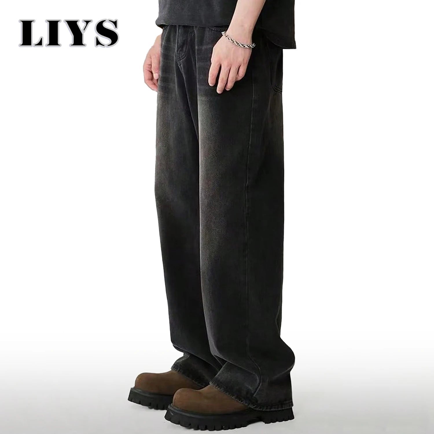 Men's Wide - Leg Baggy Jeans – Korean Streetwear, Loose Straight Fit | XS–XXL - G - Catoure Men's Wide - Leg Baggy Jeans – Korean Streetwear, Loose Straight Fit | XS–XXL Men's Bottoms