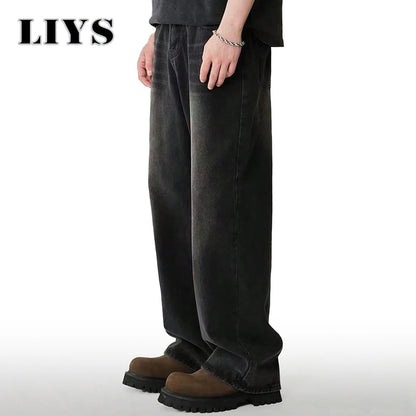 Men's Wide - Leg Baggy Jeans – Korean Streetwear, Loose Straight Fit | XS–XXL - G - Catoure Men's Wide - Leg Baggy Jeans – Korean Streetwear, Loose Straight Fit | XS–XXL Men's Bottoms