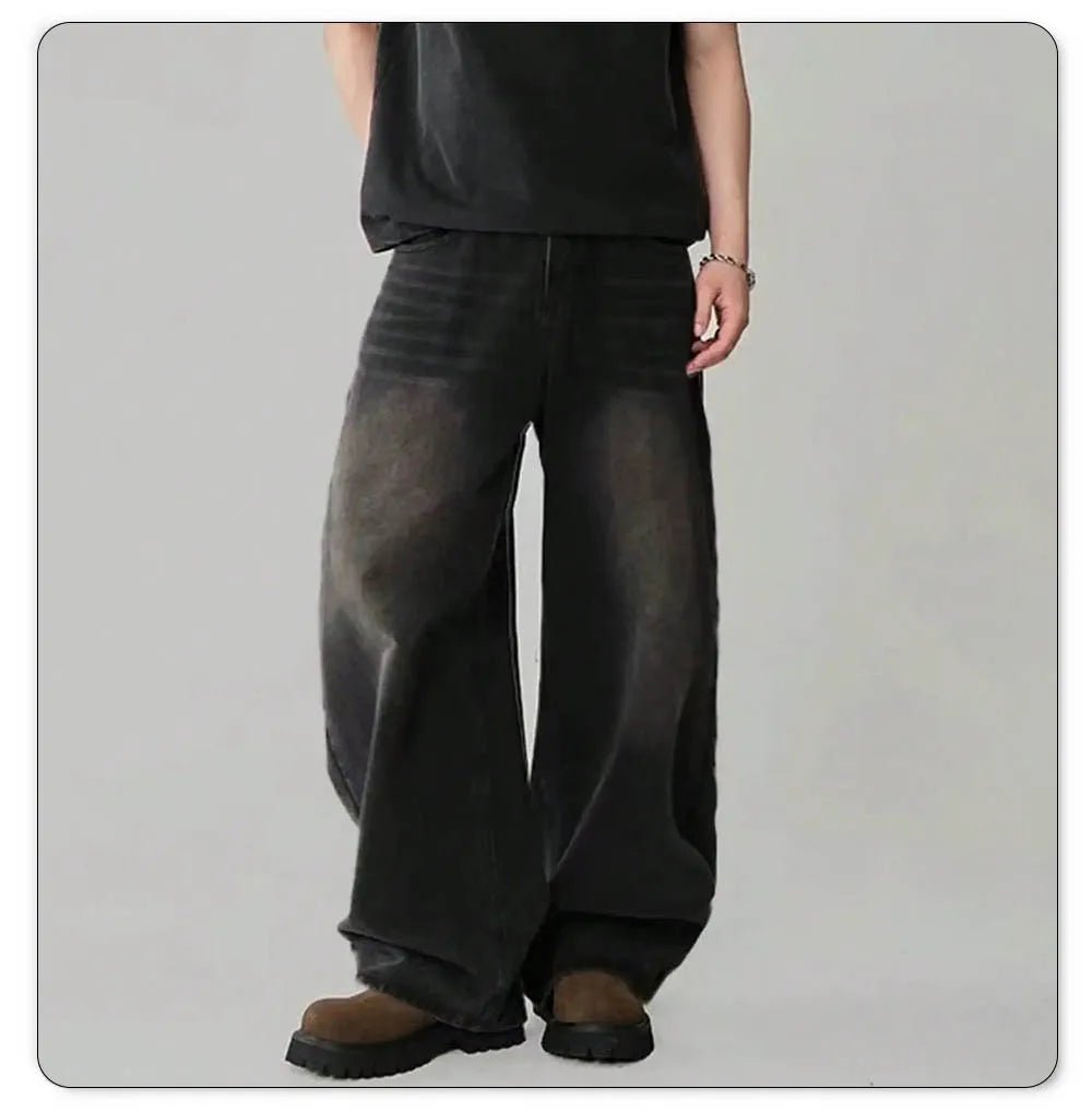 Men's Wide - Leg Baggy Jeans – Korean Streetwear, Loose Straight Fit | XS–XXL - G - Catoure Men's Wide - Leg Baggy Jeans – Korean Streetwear, Loose Straight Fit | XS–XXL Men's Bottoms