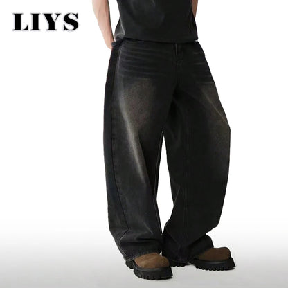 Men's Wide - Leg Baggy Jeans – Korean Streetwear, Loose Straight Fit | XS–XXL - G - Catoure Men's Wide - Leg Baggy Jeans – Korean Streetwear, Loose Straight Fit | XS–XXL Men's Bottoms