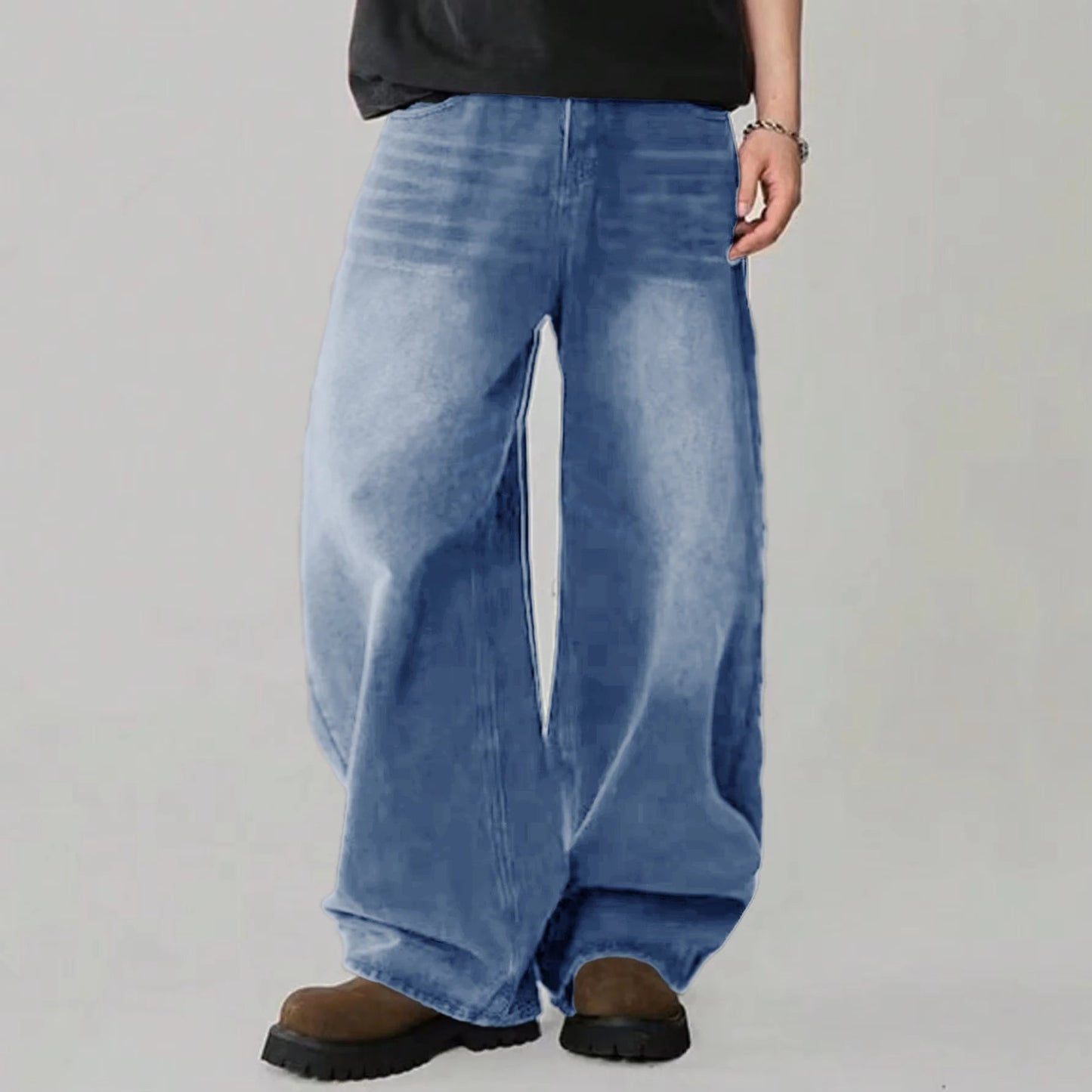 Men's Wide - Leg Baggy Jeans – Korean Streetwear, Loose Straight Fit | XS–XXL - G - Catoure Men's Wide - Leg Baggy Jeans – Korean Streetwear, Loose Straight Fit | XS–XXL Men's Bottoms