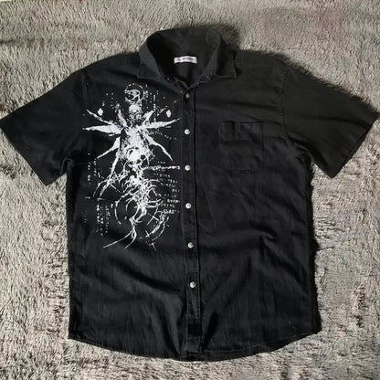 Men's Y2K Gothic Skull Graphic Tee – Affliction - Style Streetwear | Sizes L–4XL - G - Catoure Men's Y2K Gothic Skull Graphic Tee – Affliction - Style Streetwear | Sizes L–4XL Men's Tops