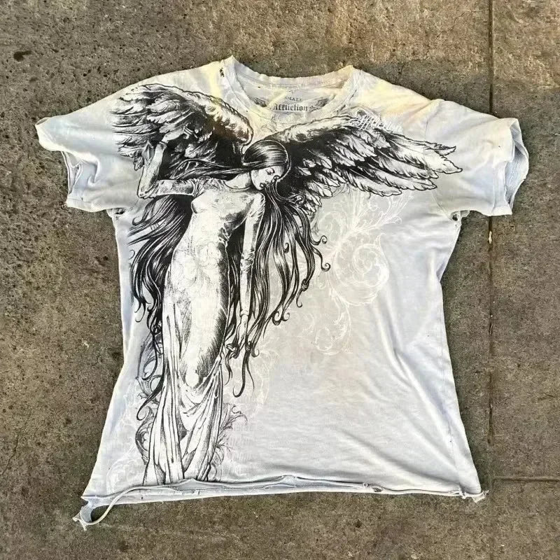 Men's Y2K Gothic Skull Graphic Tee – Affliction - Style Streetwear | Sizes L–4XL - G - Catoure Men's Y2K Gothic Skull Graphic Tee – Affliction - Style Streetwear | Sizes L–4XL Men's Tops