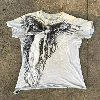 Men's Y2K Gothic Skull Graphic Tee – Affliction - Style Streetwear | Sizes L–4XL - G - Catoure Men's Y2K Gothic Skull Graphic Tee – Affliction - Style Streetwear | Sizes L–4XL Men's Tops