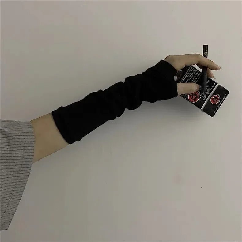 Unisex Gothic Lolita Arm Warmers | Harajuku Striped Fingerless Punk Long Wristband Y2K Gloves - G - Catoure Unisex Gothic Lolita Arm Warmers | Harajuku Striped Fingerless Punk Long Wristband Y2K Gloves
