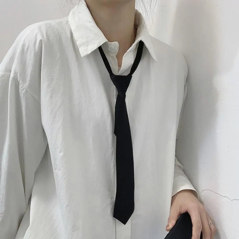 Unisex Retro Slim Neck Tie | Silky Narrow Bow Tie for Women & Men in Korean Elegant Style - G - Catoure Unisex Retro Slim Neck Tie | Silky Narrow Bow Tie for Women & Men in Korean Elegant Style