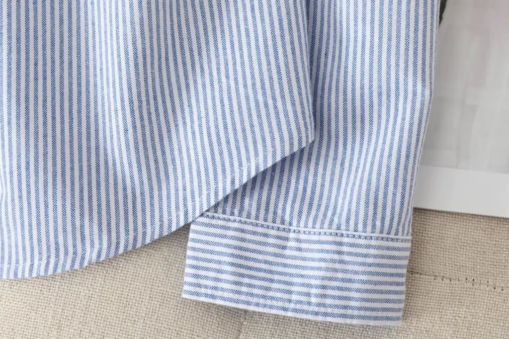 Women's Casual Cotton Oxford Shirt | Autumn Striped Blue & White Blouse & Top - G - Catoure Women's Casual Cotton Oxford Shirt | Autumn Striped Blue & White Blouse & Top