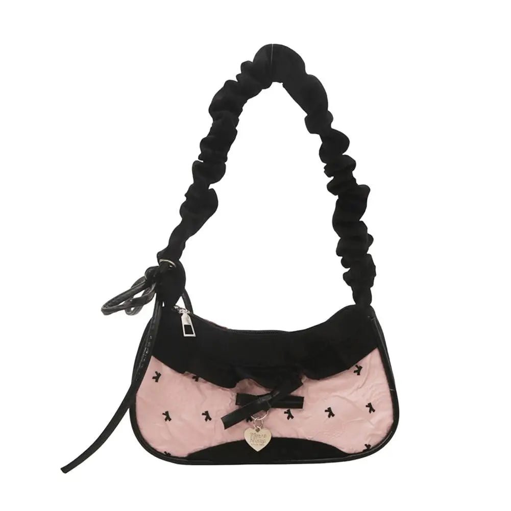 Women's Fashion Grid Shoulder Bag | Lace Ribbon Strap Underarm Handbag for Daily Commuting & Students - G - Catoure Women's Fashion Grid Shoulder Bag | Lace Ribbon Strap Underarm Handbag for Daily Commuting & Students Accessories