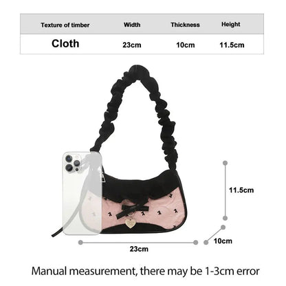 Women's Fashion Grid Shoulder Bag | Lace Ribbon Strap Underarm Handbag for Daily Commuting & Students - G - Catoure Women's Fashion Grid Shoulder Bag | Lace Ribbon Strap Underarm Handbag for Daily Commuting & Students Accessories