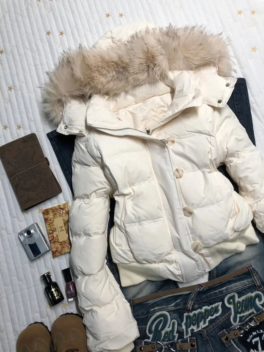 Women's Retro Fur Collar Hooded Cotton Coat – Warm Loose Streetwear Jacket | S–XXL, 3 Colors - G - Catoure Women's Retro Fur Collar Hooded Cotton Coat – Warm Loose Streetwear Jacket | S–XXL, 3 Colors Women's Outerwear