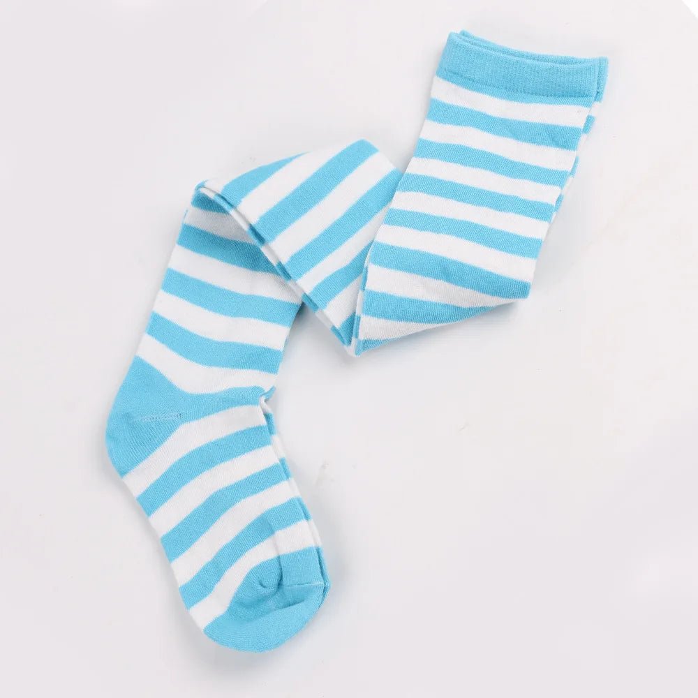 Women's Striped Thigh High Stockings | Black, White & Pink Over - Knee Lolita Harajuku Y2K Socks - G - Catoure Women's Striped Thigh High Stockings | Black, White & Pink Over - Knee Lolita Harajuku Y2K Socks