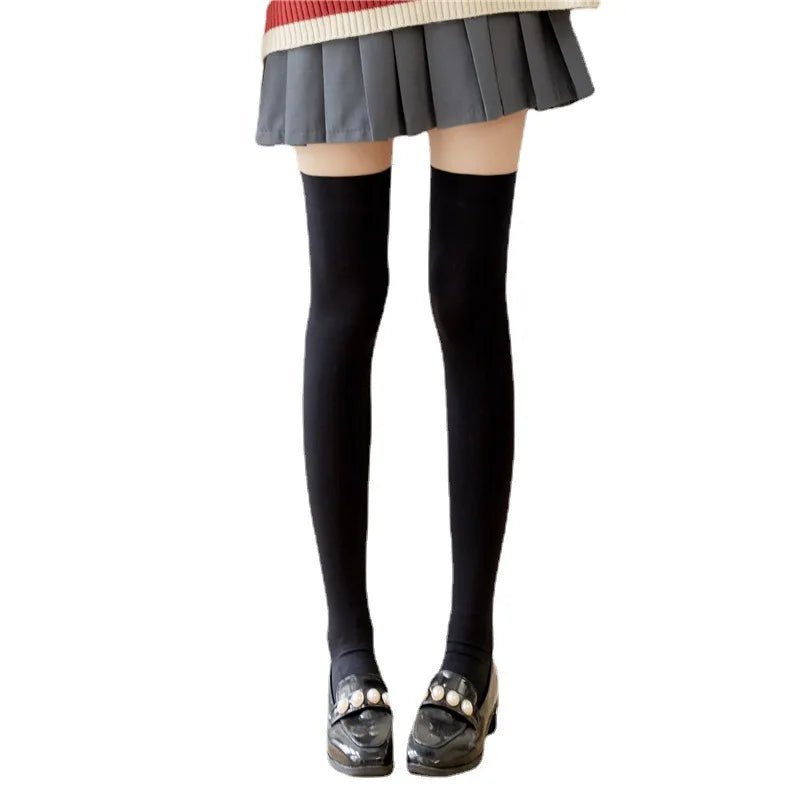 Women's Ultrathin Silk Nylon Stockings | Black & White Over - the - Knee Thigh High Skinny Leg Socks - G - Catoure Women's Ultrathin Silk Nylon Stockings | Black & White Over - the - Knee Thigh High Skinny Leg Socks