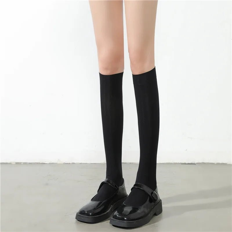 Women's Ultrathin Silk Nylon Stockings | Black & White Over - the - Knee Thigh High Skinny Leg Socks - G - Catoure Women's Ultrathin Silk Nylon Stockings | Black & White Over - the - Knee Thigh High Skinny Leg Socks