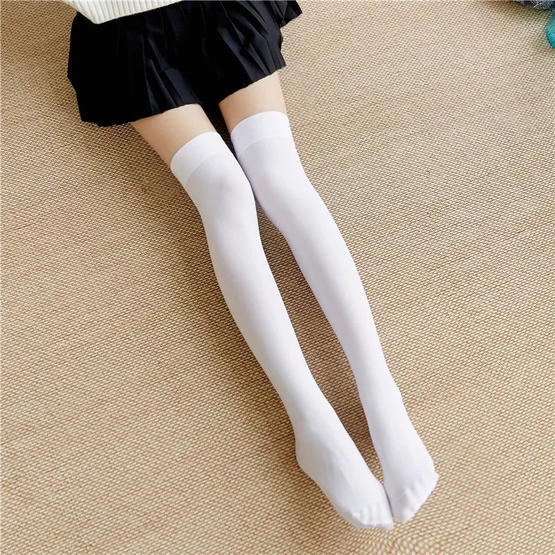 Women's Ultrathin Silk Nylon Stockings | Black & White Over - the - Knee Thigh High Skinny Leg Socks - G - Catoure Women's Ultrathin Silk Nylon Stockings | Black & White Over - the - Knee Thigh High Skinny Leg Socks